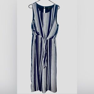 AUW Navy and White Striped Sleeveless Jumpsuit